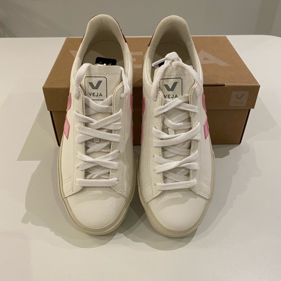 Veja Campo Leather Sneaker White Pink sz 6US NIB - Picture 7 of 8